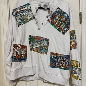 QUEEN OF SPARKLES White Postcard Sweater